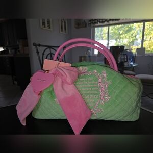 0Juicy Couture Juicy Tales Quilted Green and Pink Bowler